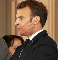 Macron after being slapped Meme Template