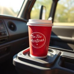 Coffee cup in cupholder of a van Meme Template