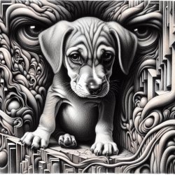 a sad puppy with evil in its eye Meme Template