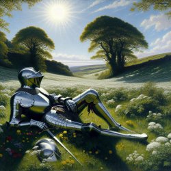 Knight sunbathing in a field Meme Template