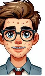 a teenager who looks like a nerd has braces and acne,has no glas Meme Template