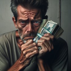Guy holding money, looking stressed Meme Template