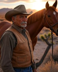 Elderly cowboy and his horse Meme Template