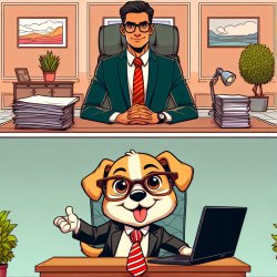 Top Panel: [Image or illustration of a formal HR person or offic Meme Template