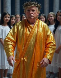 Donald Trump orange robe messiah jesus little girls Meme Template