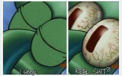 Squidward I sleep real shit Meme Template