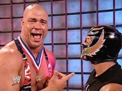 Kurt angle vs rey misterio Meme Template