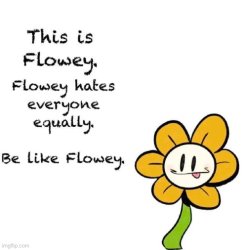 This is Flowey. Flowey hates everyone equally. Be like flowey. Meme Template