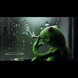 Kermit smokes Meme Template