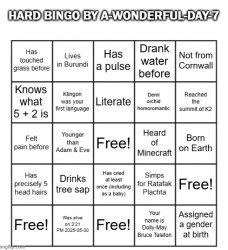 Hard bingo by A-Wonderful-Day-7 Meme Template