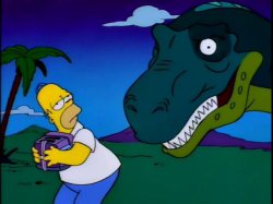 Homer Simpson And The Dinosaur Meme Template
