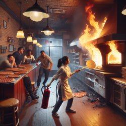 Fire in a pizzeria Meme Template