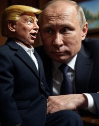 Vladimir Putin ventriliguist and dummy Donald Trump Meme Template
