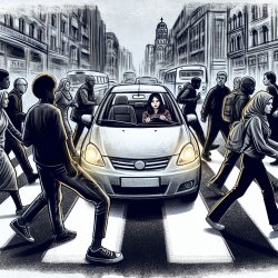 young female driver with car in middle of crosswalk Meme Template