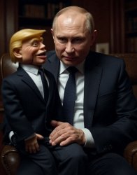 Vladimir Putin ventriliguist and dummy Donald Trump Meme Template