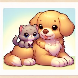 cute kitten sitting on dog Meme Template