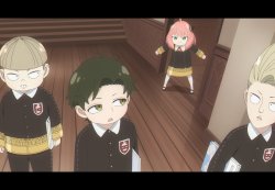 Anya glaring at Damien Meme Template