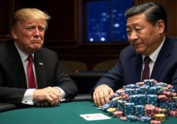 Donald Trump  Xi Jinping poker Meme Template