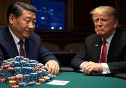 Donald Trump  Xi Jinping poker flipped Meme Template