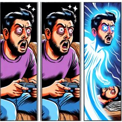 3 Koma, A man who is playing game with heavy eyes, his eyes were Meme Template