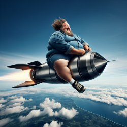 fat guy sitting on rocket Meme Template