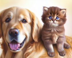 Kitten riding cute dog Meme Template