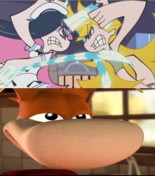 Rayman Spectateing a fight Meme Template