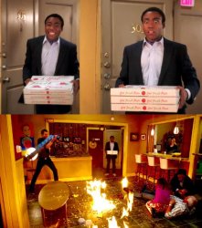 Walk into room on fire Meme Template