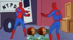 Pointing Spiderman Puppet Meme Template