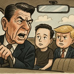 Reagan lectures Trump and Elon Meme Template