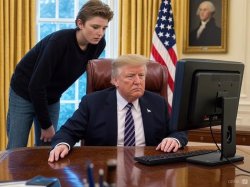 Donald and Barron Trump Oval Office (ai) Meme Template