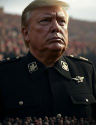 Donald Trump fascist Mussolini black uniform Meme Template