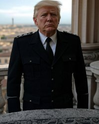 Donald Trump fascist Mussolini black uniform Meme Template