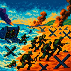 Storming Omaha Beach, 8-bit Meme Template