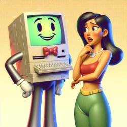 Anthropomorphic computer looking smugly at a human Meme Template