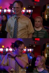 Angela sneaking up on dwight Meme Template