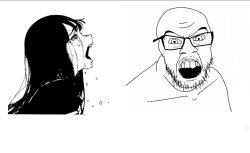 crying girl vs angry soyjak Meme Template