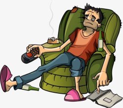 Cartoon man in recliner with remote Meme Template
