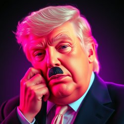 Trump Hitler plotting his dictatorship mustache Meme Template