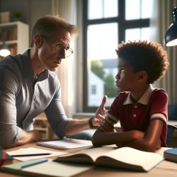 Man bickering with boy about homework both white Meme Template
