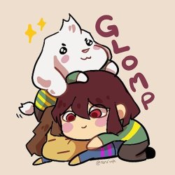 GLOMP cute Asriel Chara and Frisk Meme Template