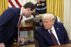 Whispering to Trump Meme Template