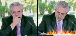 Alberto Fernández piensa y escribe Meme Template
