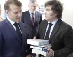 Milei Macron Books Meme Template
