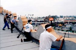Rooftop Koreans riot Meme Template