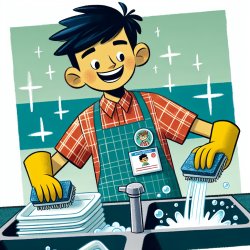 A teenager named otter doing the dishes. Meme Template
