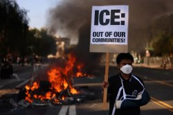 ICE Sign LA Riots Meme Template