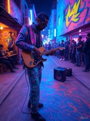 Cyberpunk street guitar artist musician Meme Template