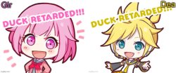 Dea and Gir "DUCK RETARDED!!!" shared temp Meme Template