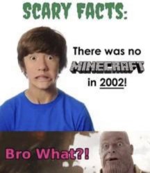 There was no Minecraft in 2002 Meme Template